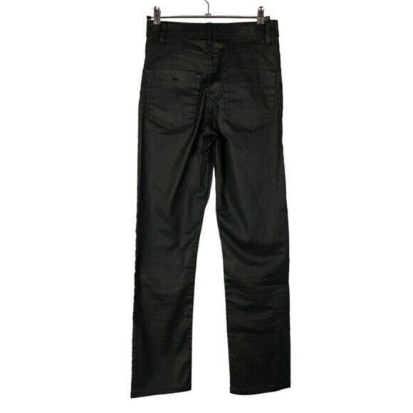 Zara Black High Rise Straight Leg Coated Jeans 2 - Picture 2 of 3